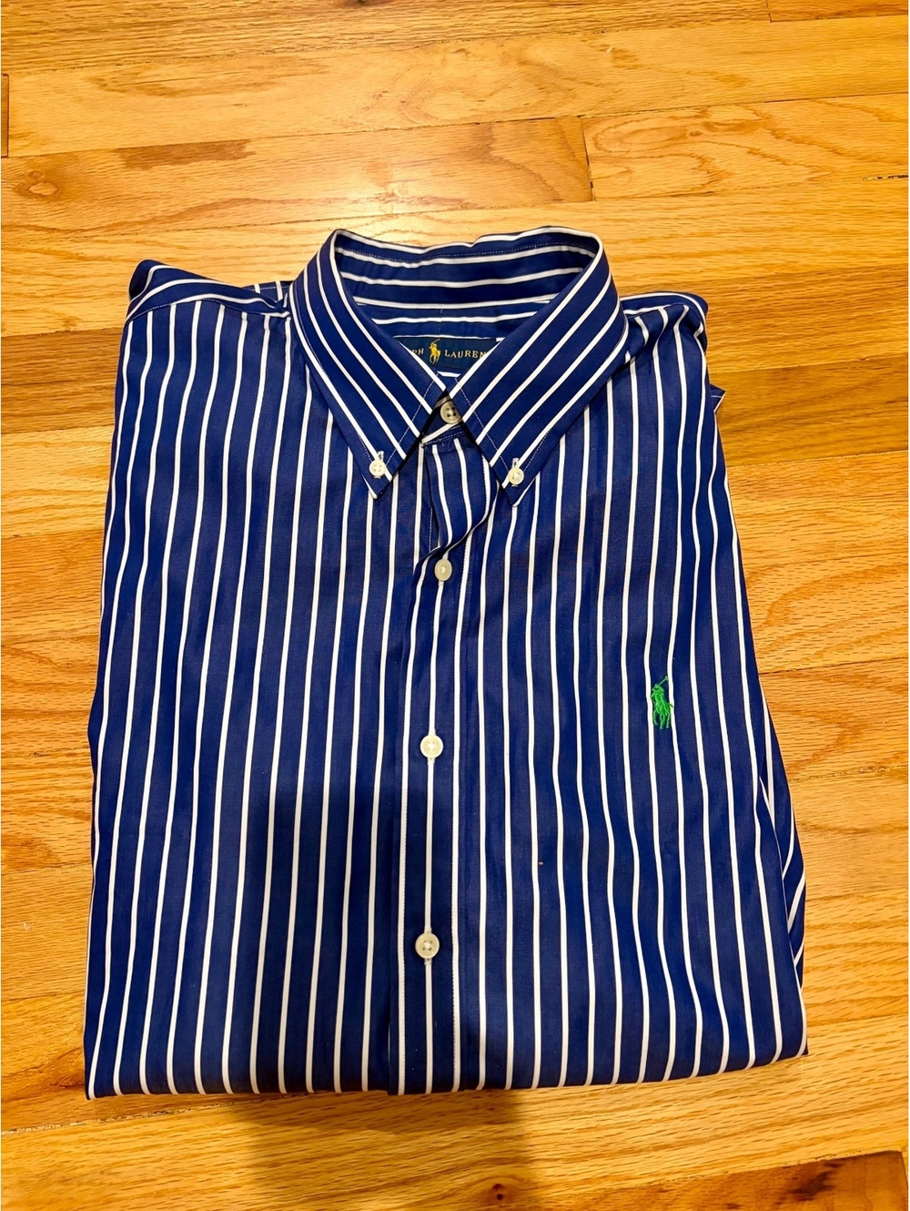 NWT Polo Ralph Lauren Men’s XL Blue White Stripe Button Down Shirt Pony Logo